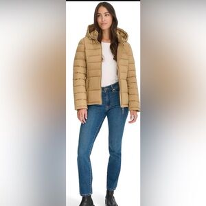 Tommy Hilfiger Women Short Lightweight Puffer Jacket Down Coat Brown Size L NWT